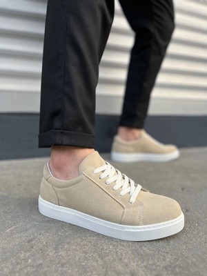 Joy Ayakkabı JY165 Elite Bağcıklı Süet Erkek Günlük Sneaker Ayakkabı Sbt - Krem