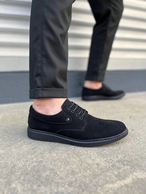 Joy Ayakkabı JY0610 Clasico Bağcıklı Süet Erkek Günlük Klasik Ayakkabı Sst - Siyah