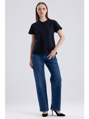 JUST UNIQUE DENIM J.U.D Lopez 249 Normal Bel Koyu Mavi Comfort Straight Jeans Kadın