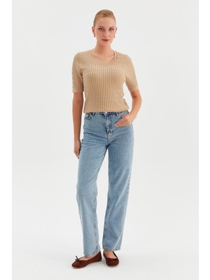 Nish&Chic Mom Fit Kadın Jean