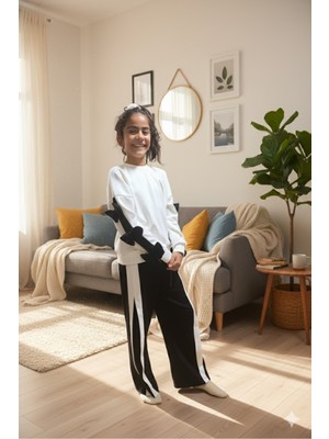 Şimo Butik Bayramlık Kız Çocuk Uzun Kollu Şık Takım, Eşofman, Rahat, Modern Tarz