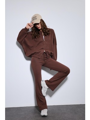 Antioch Kahve Bomber Ceket ve Ispanyol Paça Eşofman Takım