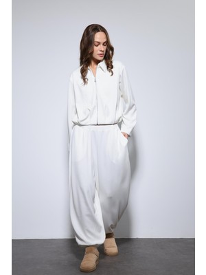 Antioch Ekru Volümlü Ceket ve Paça Lastikli Eşofman Takım