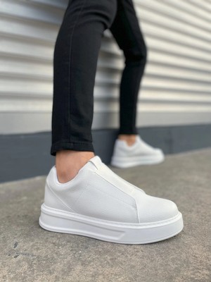 Joy Ayakkabı JY007 Alba Bağcıksız Cilt Erkek Günlük Sneaker Ayakkabı Cbt Beyaz