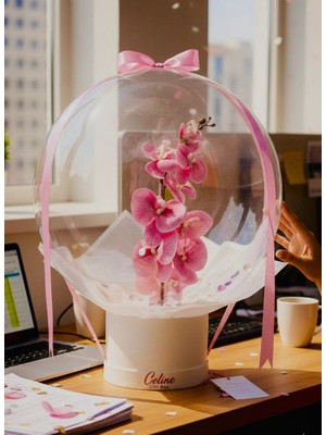 Celine Gift Box Kişiye Özel Mesajlı Beyaz Orkide Hediye Kutusu Öğretmenler Günü Sevgililer Günü Doğum Günü Hediyesi