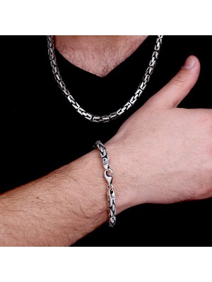925 Ayar Gümüş 5,8mm Bileklik Kolye Kral Zincir Kombini