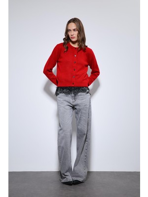 Antioch Kırmızı Yumuşak Dokulu Hırka