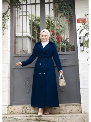 Glr & Gym Nevin Kadın Tam Boy Büyük Beden Coton Kumaş Trençkot