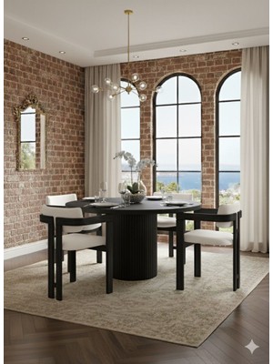 Zeytunhome Verona Doğal Ahşap Yuvarlak Yemek Masası Takımı – 4 Kişilik Modern Scandinavian Stil