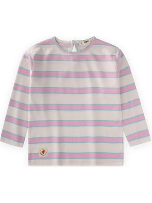 Cigit Çizgili Uzun Kollu T-Shırt 2-8 Yaş Pembe Mavi Çizgili