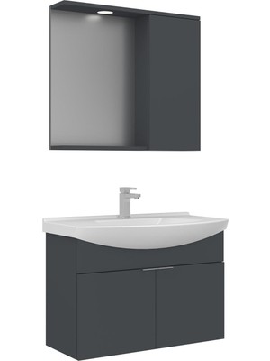 Orka Banyo Purus 80 cm Asma Banyo Dolabı Takımı (Spot Aynalı)