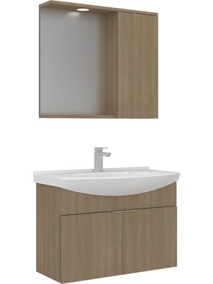 Orka Banyo Purus 80 cm Asma Banyo Dolabı Takımı (Spot Aynalı)