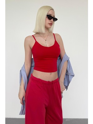 Madmext Kırmızı Askılı V Yaka Atlet MG2454