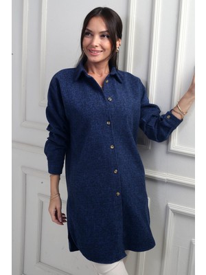 By Saygı Kadın Yanları Yırtmaçlı Kırçıllı Tunik Gömlek