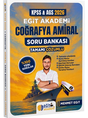 2026 Eğit Akademi Mehmet Eğit Meb Ags Kpss Coğrafya Amiral Soru Bankası Tamamı Çözümlü
