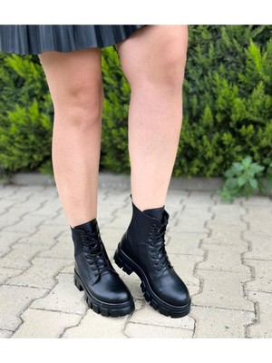 Özse Shoes Lastikli Bağcıklı Siyah Ortopedik Bot