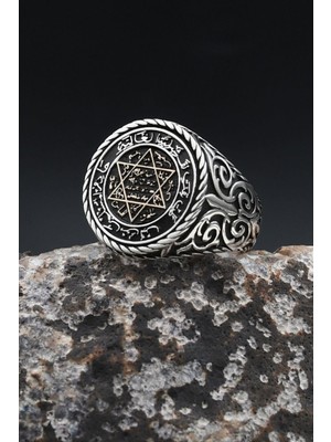 Prestige 925 Ayar Gümüş Yüzük Hz. Süleyman Mührü 902358