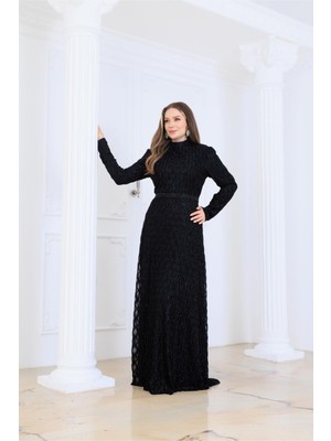Modaviki Lina Abiye Elbise Siyah ELB80