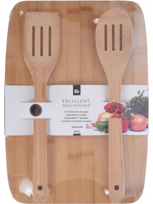 Koopman Ahşap Kaşıklı Kesim Panosu Seti 4 Adet