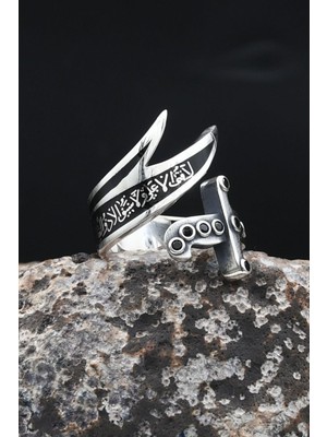 Prestige Hz. Ali Zülfikar Kılıcı Mineli Ayarlanabilir (Free Size) 925 Ayar Gümüş Erkek Yüzük 902368