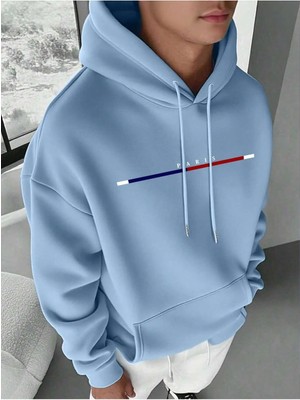 General Nutrition Erkek Baskılı Sweatshırt Kapüşonlu 3iplik Oversize Kesim