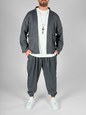 Cocopelli Desenli Gri Beyaz Erkek Takım COC1067