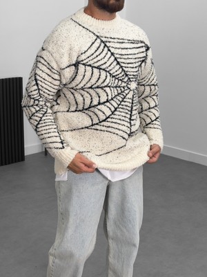 Cocopelli Örümcek Ağı Detaylı Erkek Peluş Sweatshirt COC1005