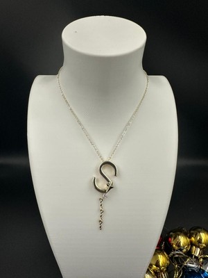 Stainless Steel Altın Rengi S Harfi Yıldız ve Taş Detaylı Çelik Kolye