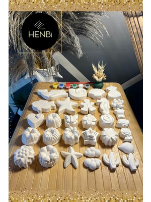 Henbi 30 Adet (3d) Xl,l, Mini Taş Boyama Seti Deniz Hayvanları Çiçekler Anne ve Çocuk Etkinliği Taş Boyama