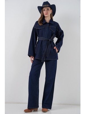 Bigdart Kadın Ceket Pantolon Kot Ikili Takım 30059 - Lacivert