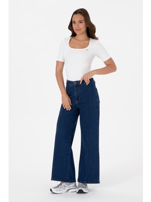 U.S. Polo Assn. Kadın Mavi Flaire High Waist Fit Jean Pantolon 50316581-DN0022