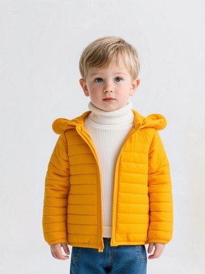 Kids Moda Evi Su Geçirmez Polar Astar Sarı Çocuk Montu