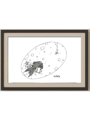 Karikatural Mahyan Khosro Anjom 29X21CM Orijinal Karikatür Tablo