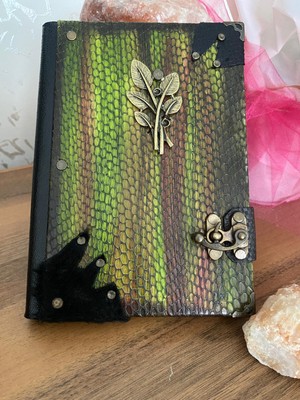 Legend Deri Hakiki Deri Doğaçlama Zamak Döküm Yaprak Figürlü Efektli El Yapımı Defter