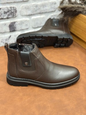 Derilax Hakiki Deri Büyük Numara Ortopedik Kürklü Erkek Bot