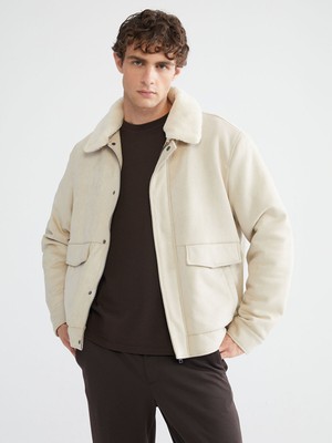 Lc Waikiki Yeni Sezon Standart Kalıp Kürk Yaka Süet Erkek Mont