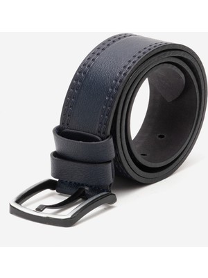 Dericlub Hakiki Deri 4.5 cm Erkek Dikişli Spor Kemer 520 Lacivert