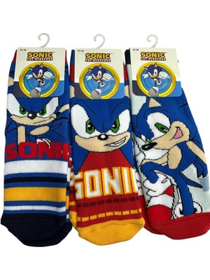 Çimpa 3'lü Sonıc Figürlü Tabanı Kaydırmaz Çocuk Havlu Çorap