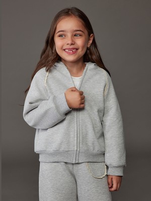 Lc Waikiki Yeni Sezon Kapüşonlu Kız Çocuk Fermuarlı Sweatshirt