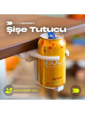 3D Print Marketim Masa Üzerine Monteli Şişe Tutucu, Dekoratif ve Şık Tasarım, Şapka ve Kulaklık Askılığı