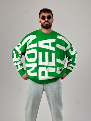 Cocopelli Bold Print Oversize Yeşil Erkek Sweat