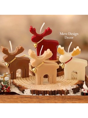 Merz Design Decor Yılbaşı Ren Geyiği % 100 Doğal Vegan Soya Wax Mum
