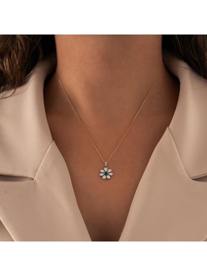 Hakan Mücevherat Nazar Boncuklu Papatya 14 Ayar Altın Kolye