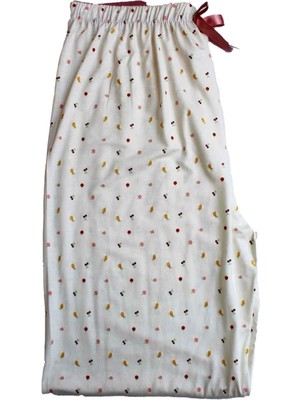 Made By Me Ev Giyim Simli Pijama Altı Yüksek Bel Modal Kumaş Beyaz Modern Kaliteli Estetik