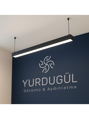 Yurdugül 100 cm Siyah Kasa 3000K Gün Işığı Ofis. Mağaza.avm. Galeri.led Armatür
