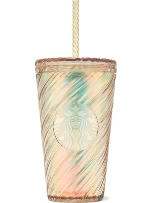 Starbucks Sarı Renkli Pipetli Plastik Soğuk Içecek BARDAĞI-473 ml
