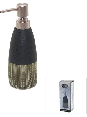 Shopwave Antrasit Gri - Krem Mat Desen Seramik Sıvı Sabunluk (5047)