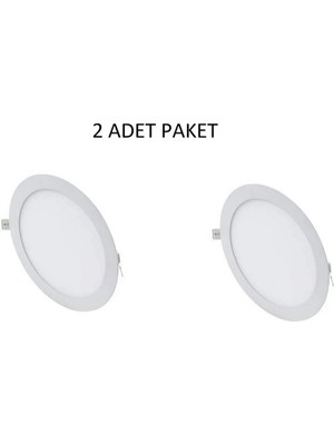 Yurdugül Btsan 15 Watt Beyaz Kasa Beyaz Işık Sıva Altı Yuvarlak LED Panel 2 Adet Paket