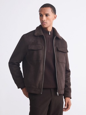 Lc Waikiki Yeni Sezon Slim Fit Kürk Yaka Süet Erkek Mont