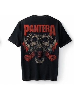 Bumeta Pantera Skull Kuru Kafa Heavy Metal Baskılı Oversize Unisex Tişört T-Shirt